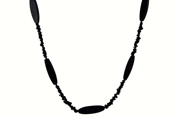 Fashion Necklace Black Ovals With Stone Chips