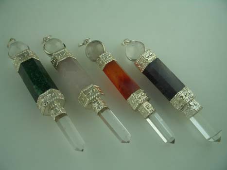 PENDANT STONE WAND W/BALL ASST STONE