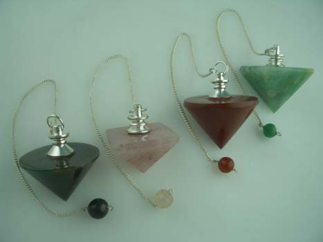 Pendulum Stone Cone Shape Assorted Stones 4cm With 17cm Chain