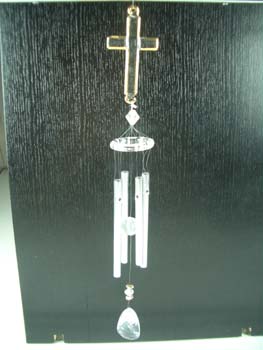 Windchime Cross Acrylic With 4 Aluminium Chimes L8cm