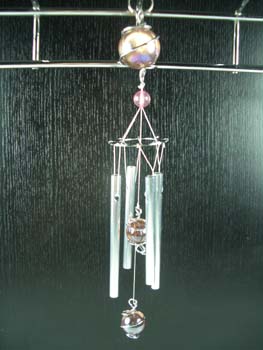 Windchime Pink Balls With 4 Aluminium Chimes L8cm