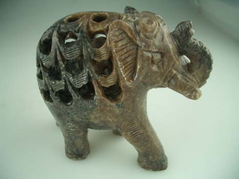 Soapstone Elephant Cut Detail H6xl8x3.5cm