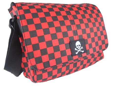 Bag Black And Red Check With Skull Logo