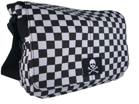 Bag Black And White Check With Skull Logo