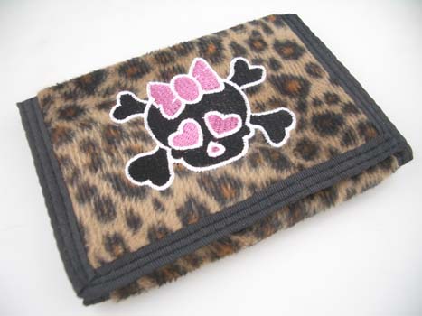 Wallet Fur Skull Brown With Velcro L13xw9cm Pack Of 2