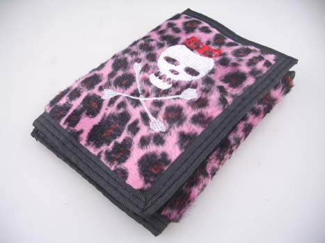 Wallet Fur Skull Pink With Velcro L13xw9cm Pack Of 2