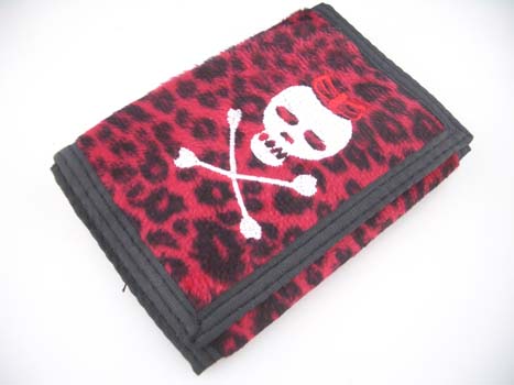 Wallet Fur Skull Red With Velcro L13xw9cm Pack Of 2