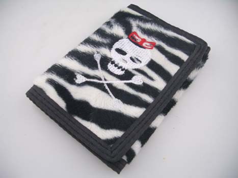 Wallet Fur Skull Zebra With Velcro L13xw9cm Pack Of 2