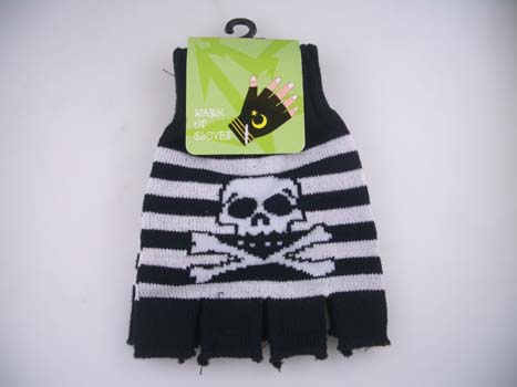 Glove Half Black & White Skull Pack Of 4