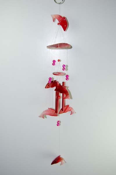 Wind Chime Dolphin Red