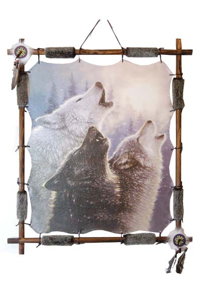 Frame Wolves Howling 70x60cm