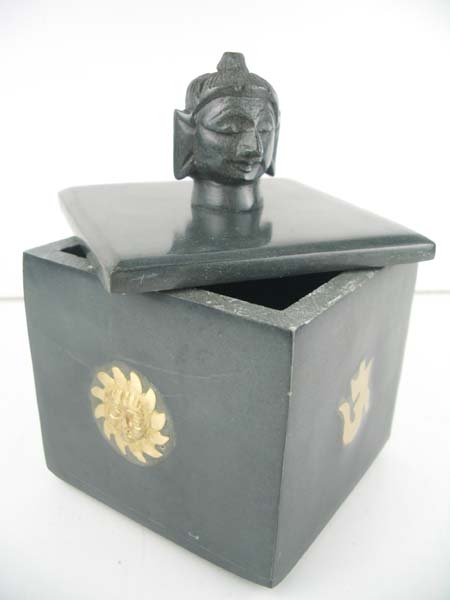 Soapstone Box With Buddha Head 3 Inch
