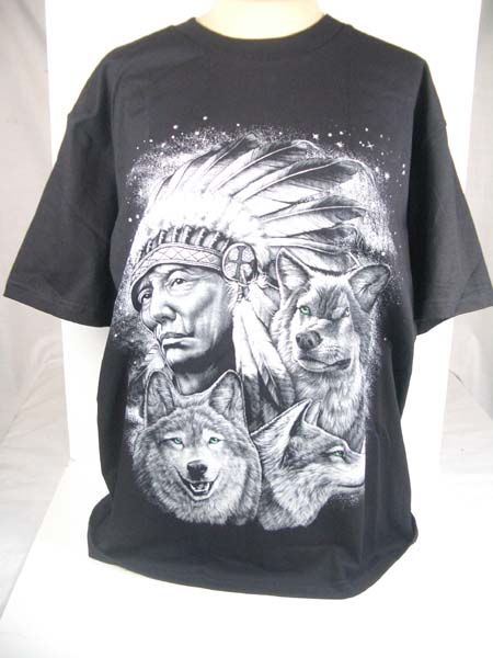 T-SHIRT X-LARG INDIAN W/WOLVES