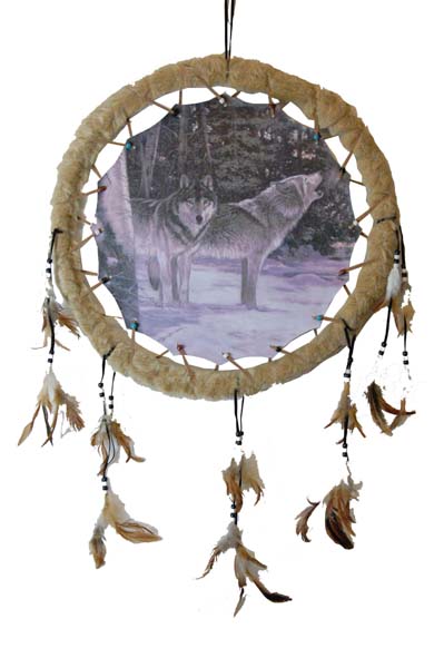 Dreamcatcher Two Wolves 20 Inch