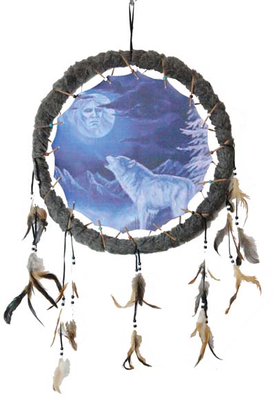 Dream catcher Wolf At Night 20 Inch