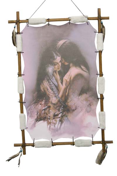 Frame Wooden Indian Couple H34xw24 Inch