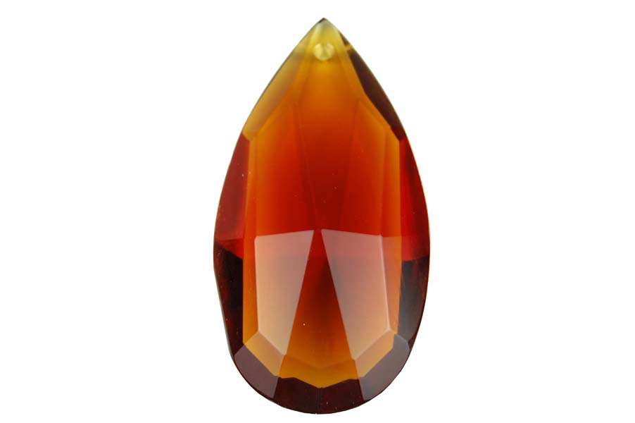 Crystal Tear Drop Amber 2pcs Faceted Cut Glass