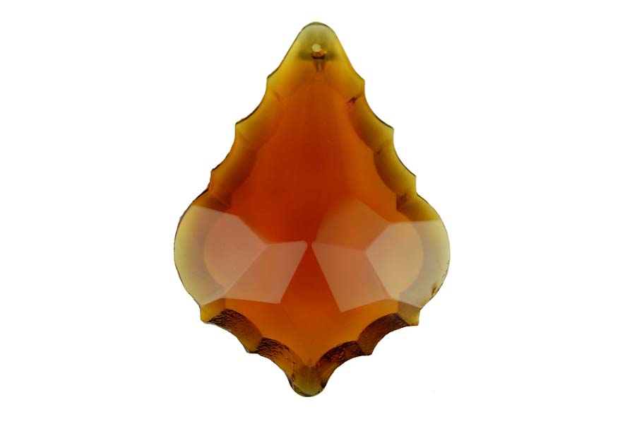 Crystal Leaf Amber 2pcs Faceted Cut Glass