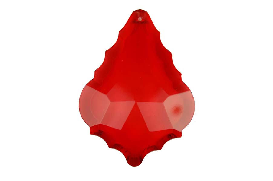 Crystal Leaf Red 2pcs Faceted Cut Glass