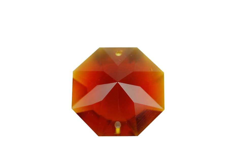 Crystal Hexagon Shape Amber 4pcs Faceted Cut Glass