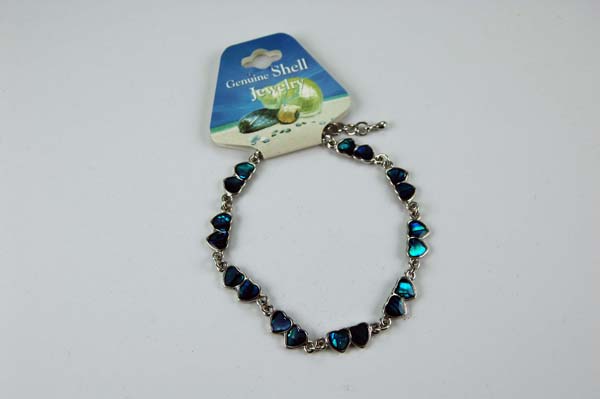 Bracelet Shell Double Heart Blue