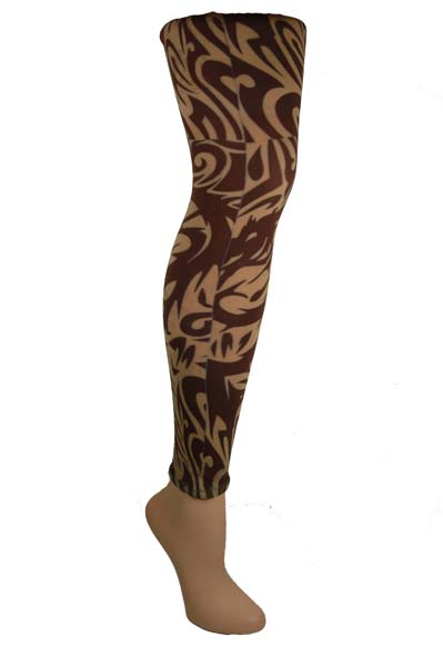 Tights Footless Skull On Brown