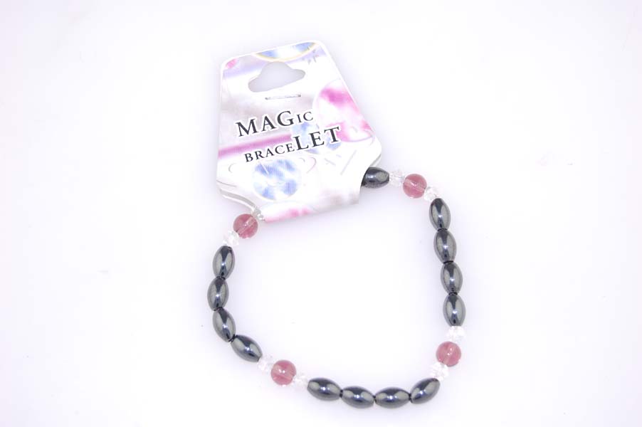 Bracelet Magnetic Purple Glass Length 7 Inch