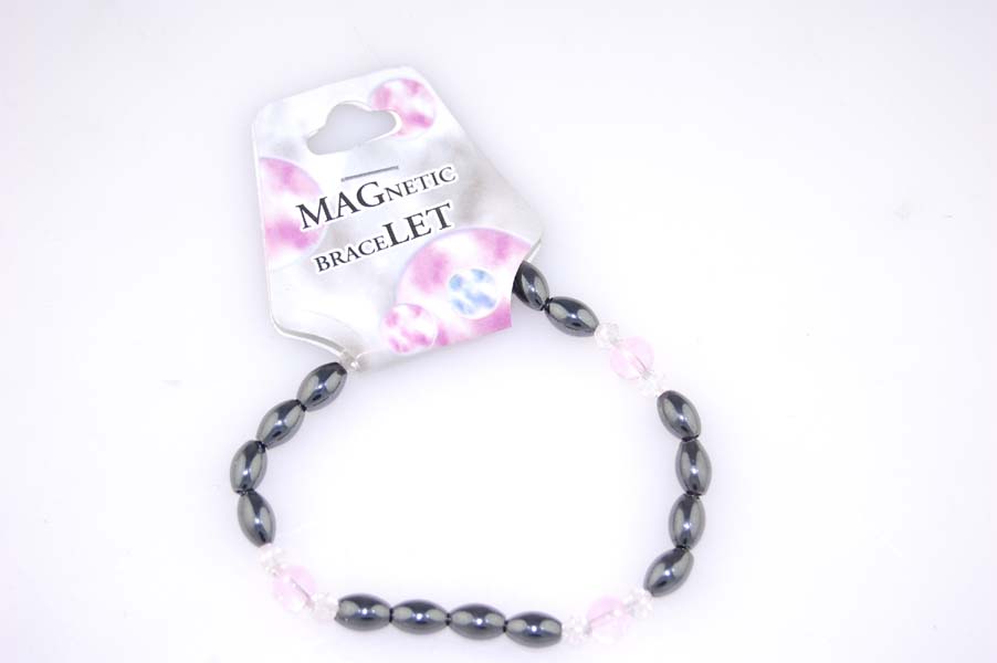 Bracelet Magnetic Pink Glass Length 7 Inch