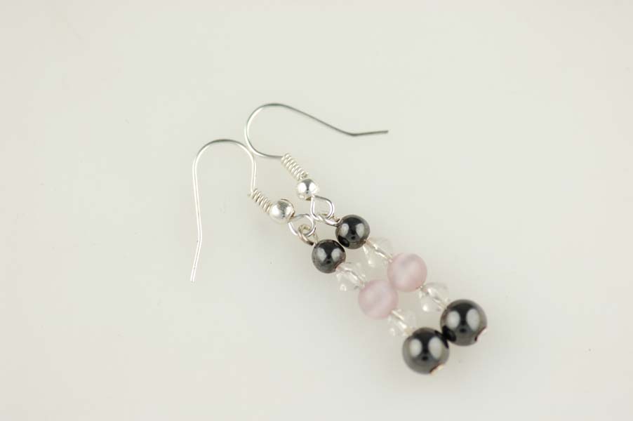 Earring Hematite Purple Cat Eye
