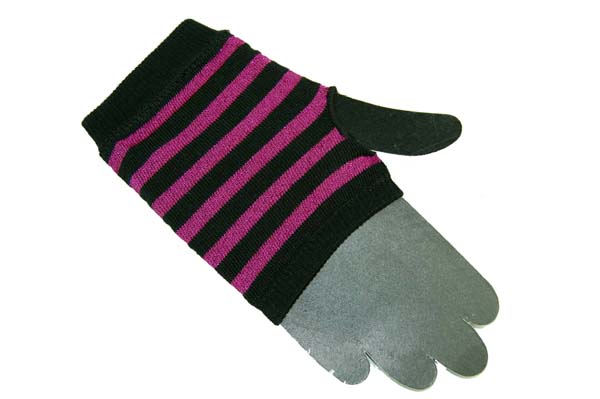 Glove Fingerless Black & Pink Stripe Pack Of 4