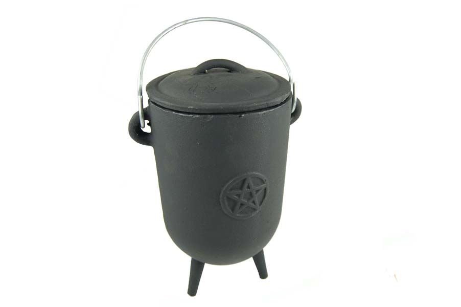 Cauldron Pot Tall Pentagram Cast Iron