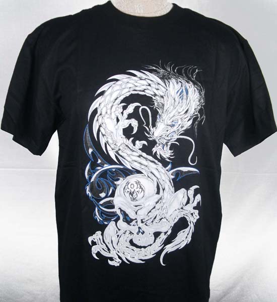 T-Shirt Large Dragon And Skull