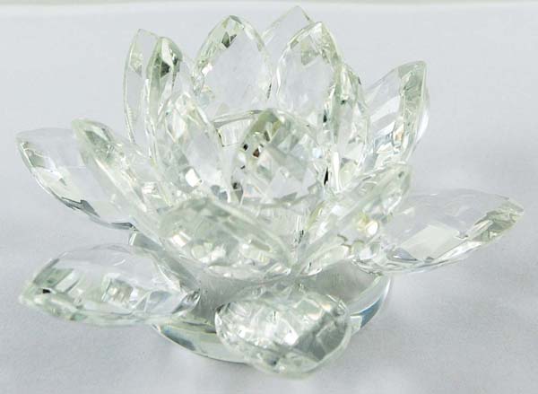 Crystal Taper Candle Holder Lotus Petals Clear 12cm