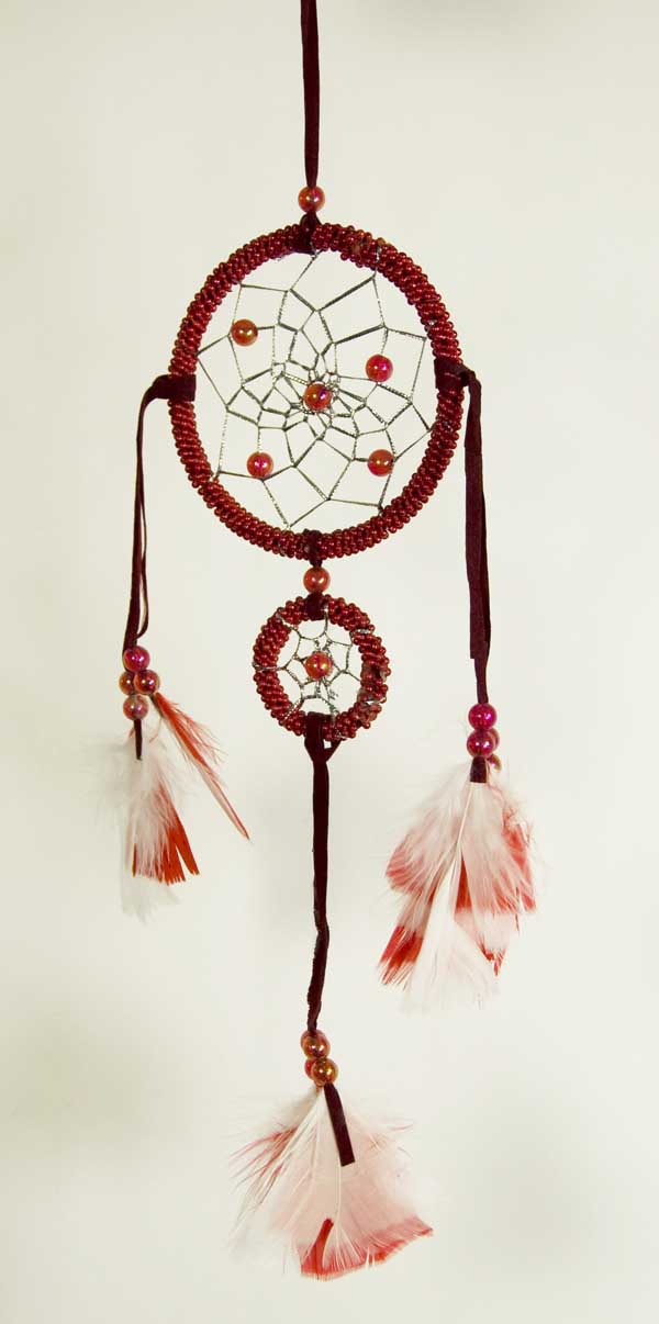 Dream Catcher With Mini Circle Red 3.5 Inch