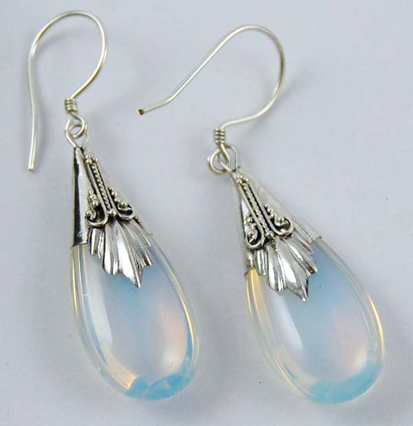 Earring Silver Drop Opalite