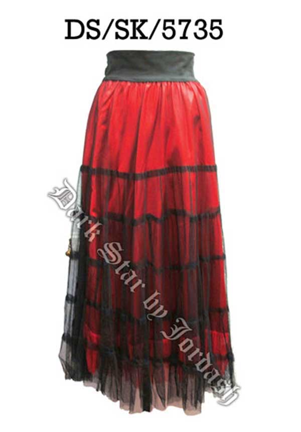 DARK STAR DS/SK/5735 WIDE WAISTBAND, MESH OVER SATIN SKIRT