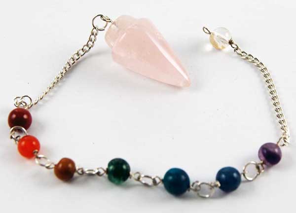 Pendulum Seven Chakra Plain Rose Quartz 3cm With 19 *MORE INFO*
