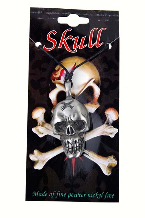 Pendant Pewter Skull Cut Eyes