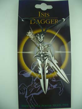 Pendant Pewter Double Sword With Faces