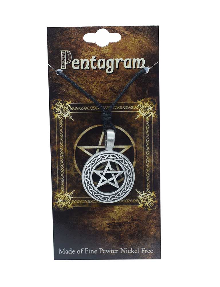 Pendant Pewter Pentagram Cut In Circle With Celtic Edge