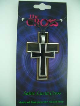 Pendant Pewter Cross Black Centre