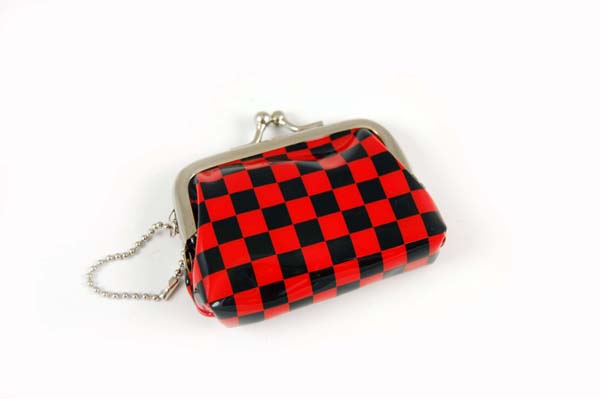 Purse Key Chain Red And Black Check 4pcs