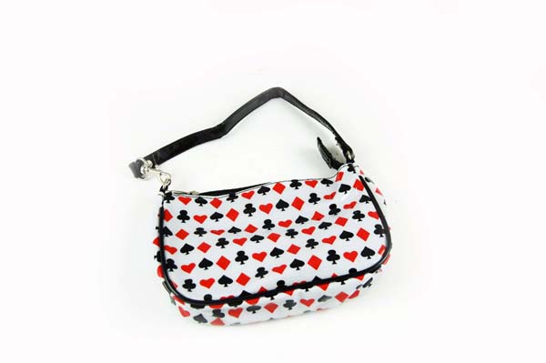 Bag Pvc White With Aces Hearts And Diamonds