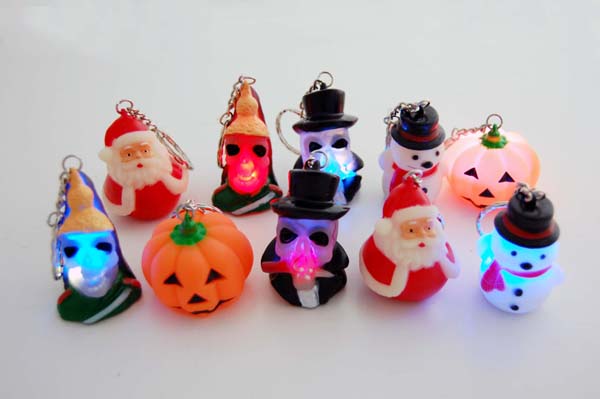 Keyring Flashing 10 Asst Halloween/Christmas