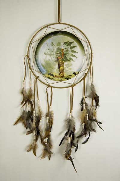 Dreamcatcher Indian Woman With Moon Background 11 Inch