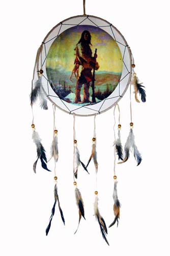 Dreamcatcher Indian Man Standing With Gun 11 Inch