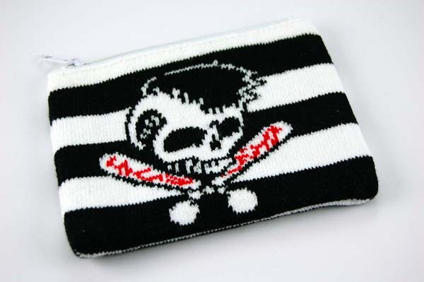 Purse Knitted Skull On Stripes