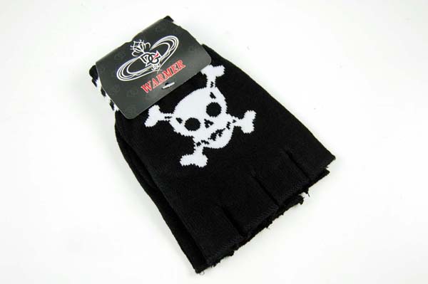 Glove Half Black With White Skull And Bones 4 Pairs