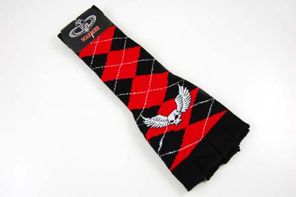 Glove Long Black And Red Stripes With Red Skull 4 Pairs