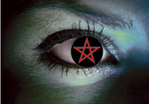 Fashion Eye Accessory Pentagram Red On Black With Free Solution